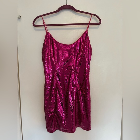 Jessie Sequin Mini Dress in Hot Pink - Picture 2 of 4